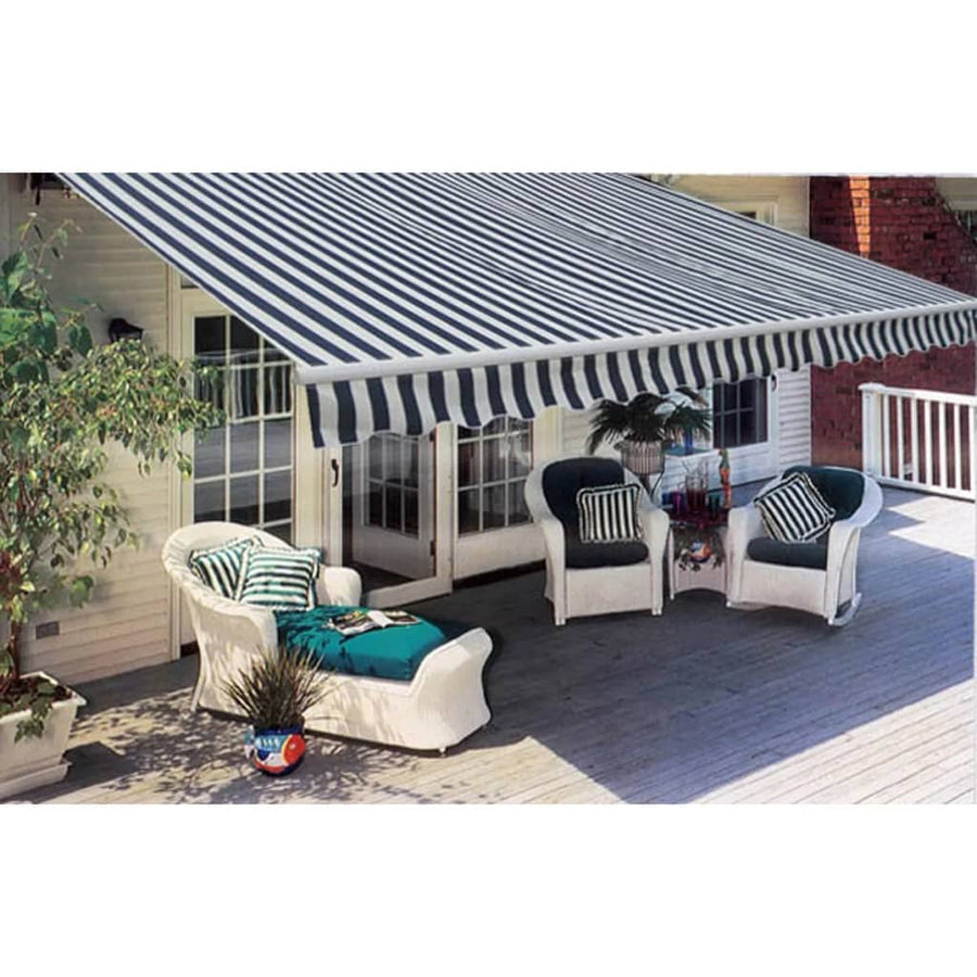 Luifel Handmatig Uittrekbaar 300 Cm / Blauw en wit