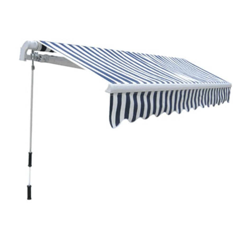 Luifel Handmatig Uittrekbaar 300 Cm / Blauw en wit