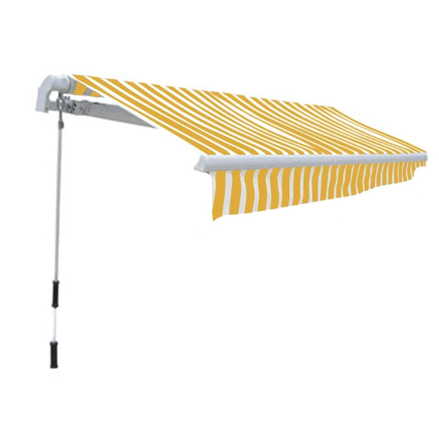 Luifel Handmatig Uittrekbaar 300 Cm / Geel en wit