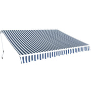 Luifel handmatig uittrekbaar 350 cm blauw wit