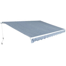 Luifel Handmatig Uittrekbaar / 450 cm Blauw en wit