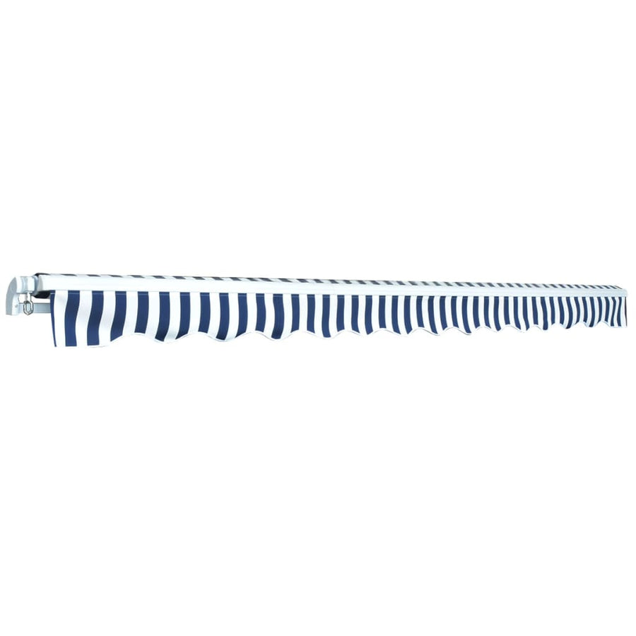 Luifel Handmatig Uittrekbaar / 450 cm Blauw en wit