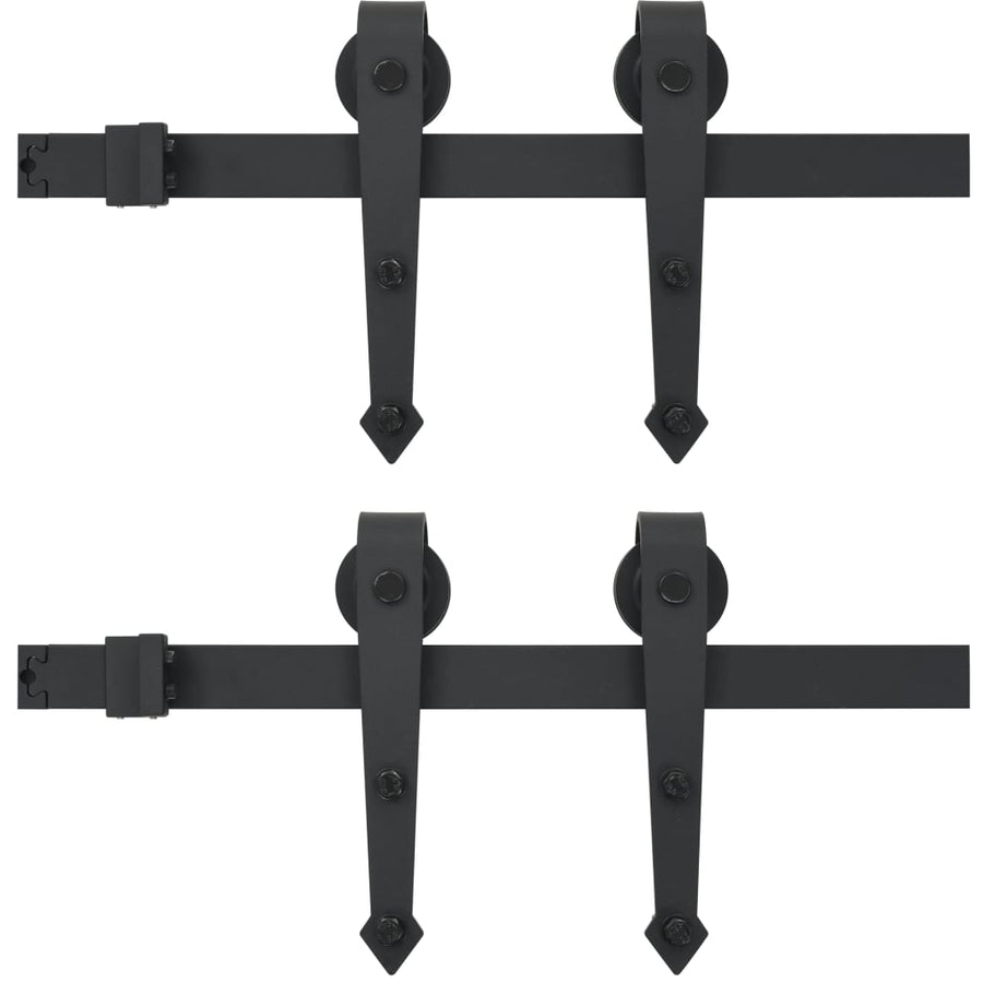Onderdelenset voor schuifdeur 2x183 cm staal zwart 183 cm Zwart