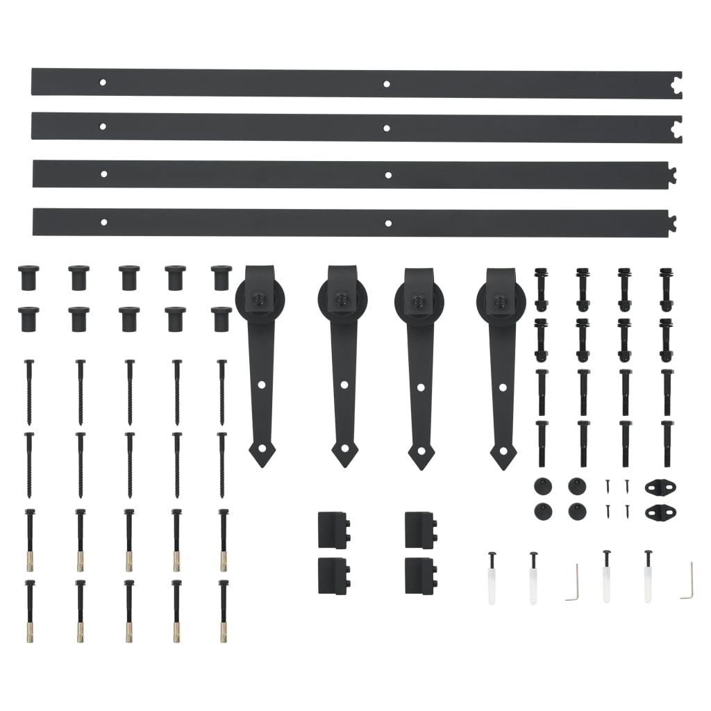 Onderdelenset voor schuifdeur 2x183 cm staal zwart 183 cm Zwart