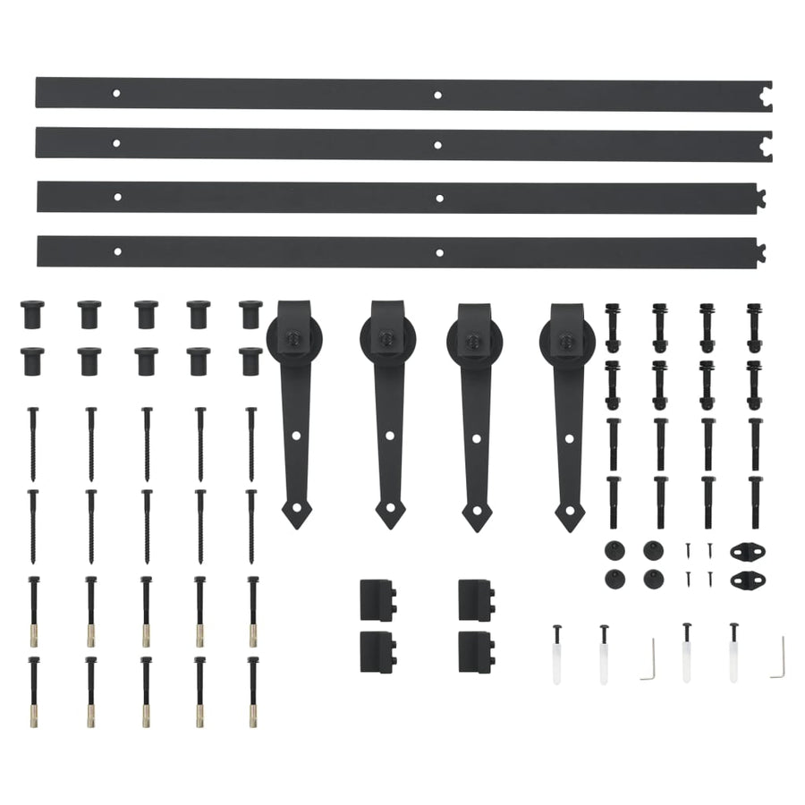 Onderdelenset voor schuifdeur 2x183 cm staal zwart 183 cm Zwart