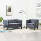 Bankstel Chesterfield-Stijl Stoffen Bekleding 2-Delig Fauteuil + tweezitsbank