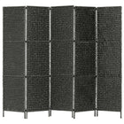 5-Panel Room Divider 193x160 cm Water Hyacinth Black