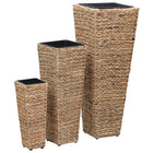 Raised planters 3 pcs water hyacinth brown