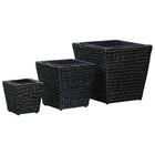 Raised planters 3 pcs water hyacinth black