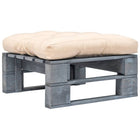 Garden Ottoman with Cushion Pallet Wood Grey and Sand-colored