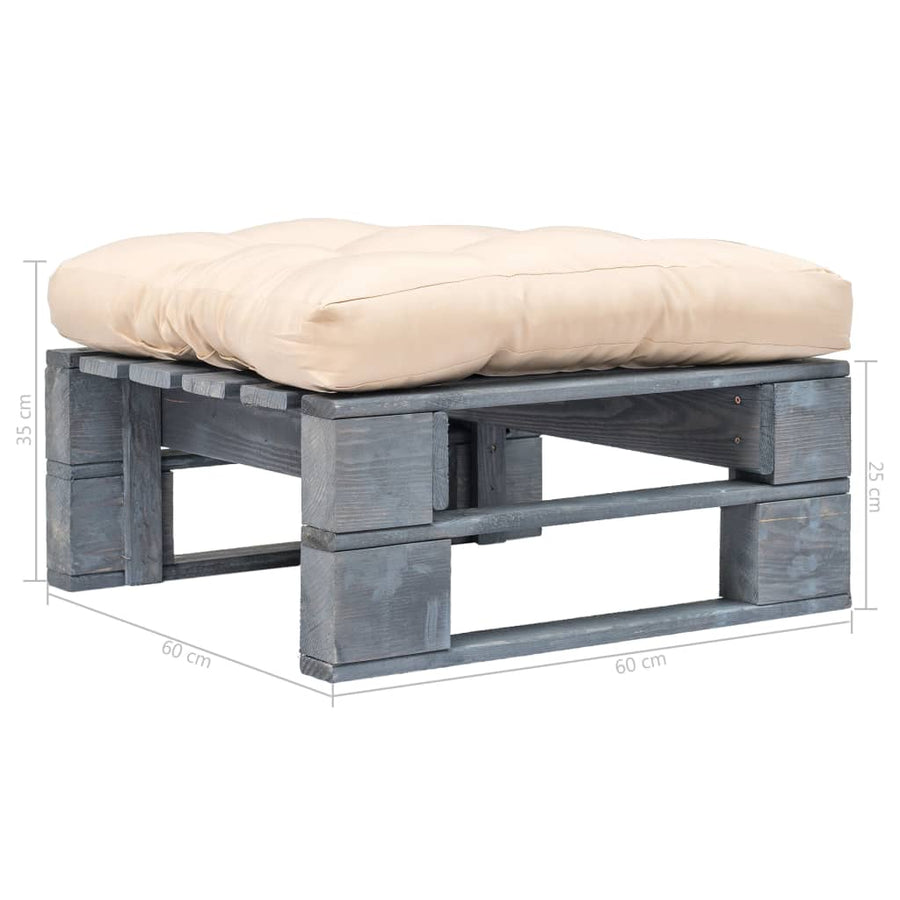 Tuinhocker Met Kussen Pallet Hout Grijs en zandkleurig