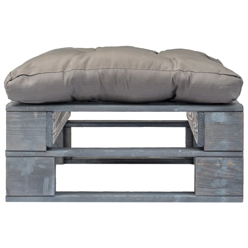 Tuinhocker Met Kussen Pallet Hout Grijs