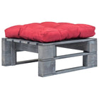 Tuinhocker Met Kussen Pallet Hout Grijs en rood