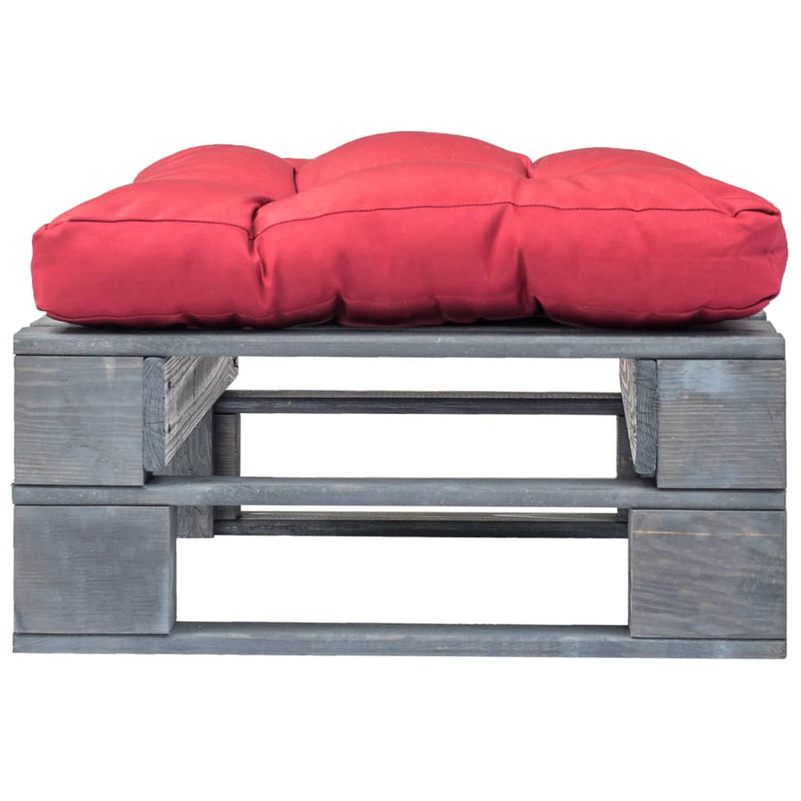Tuinhocker Met Kussen Pallet Hout Grijs en rood