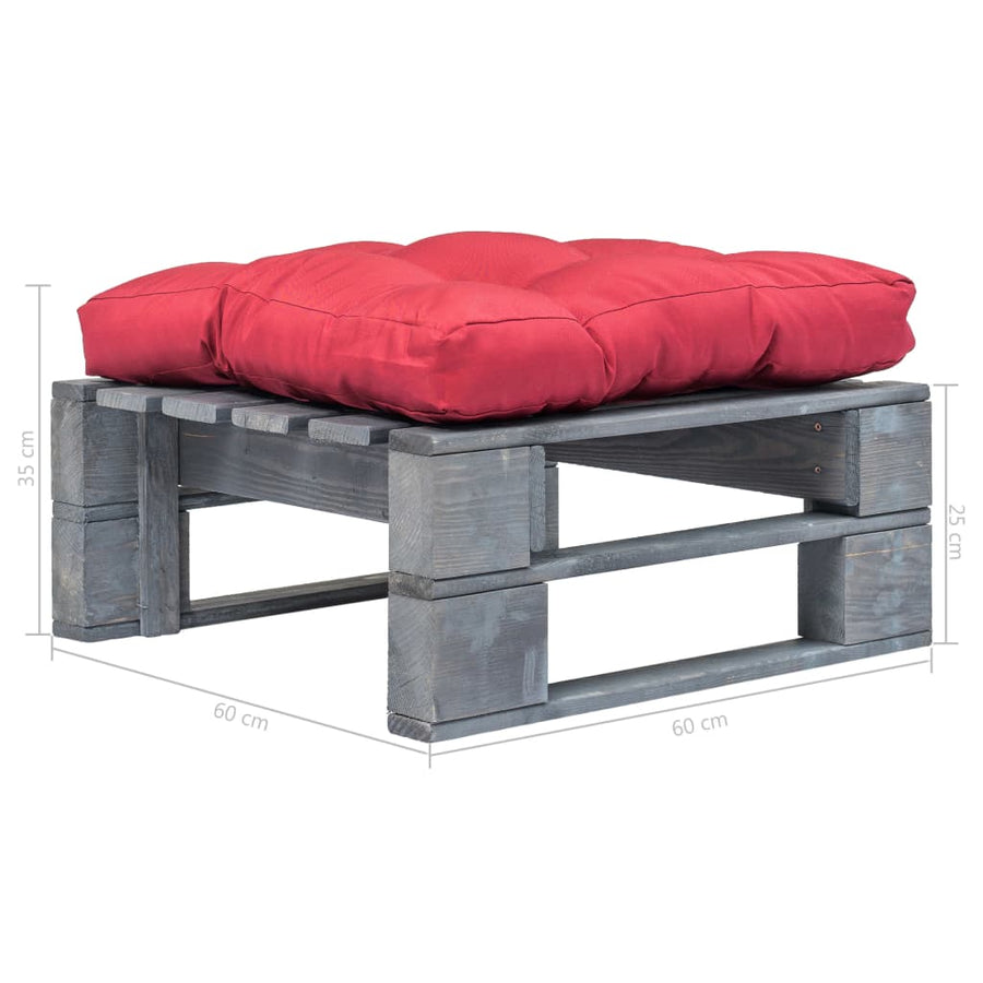 Tuinhocker Met Kussen Pallet Hout Grijs en rood