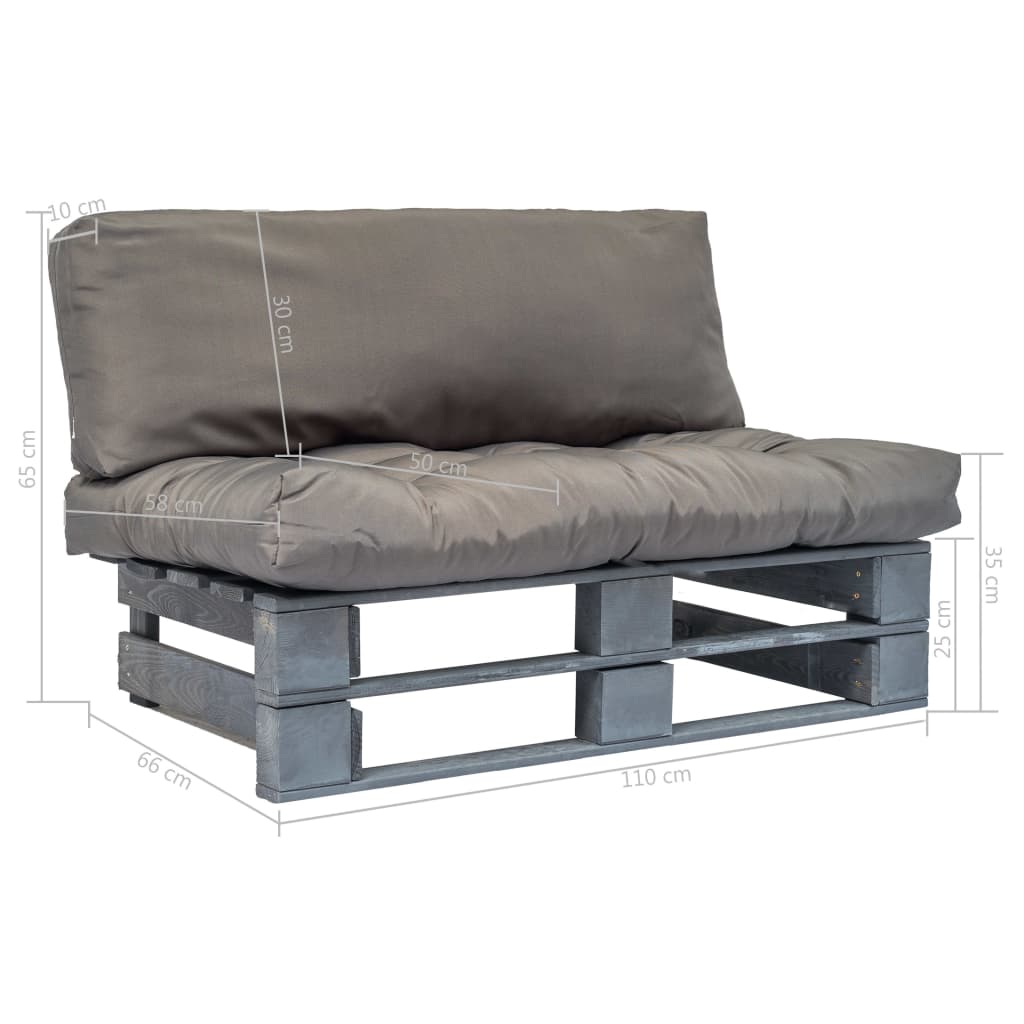 Tuinbank Pallet Met Grijze Kussens Grenenhout 1 Grijs