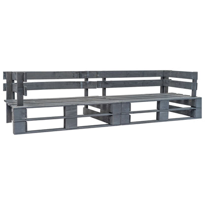 2-Delige Tuinbankenset Pallet Met Grijze Kussens Grenenhout Grijs