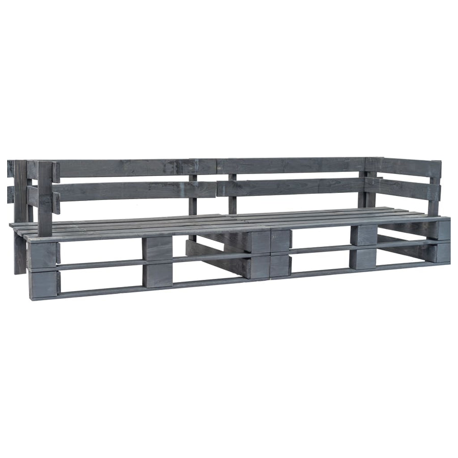 2-Delige Tuinbankenset Pallet Met Grijze Kussens Grenenhout Grijs