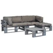 Loungeset pallet hout met grijze kussens