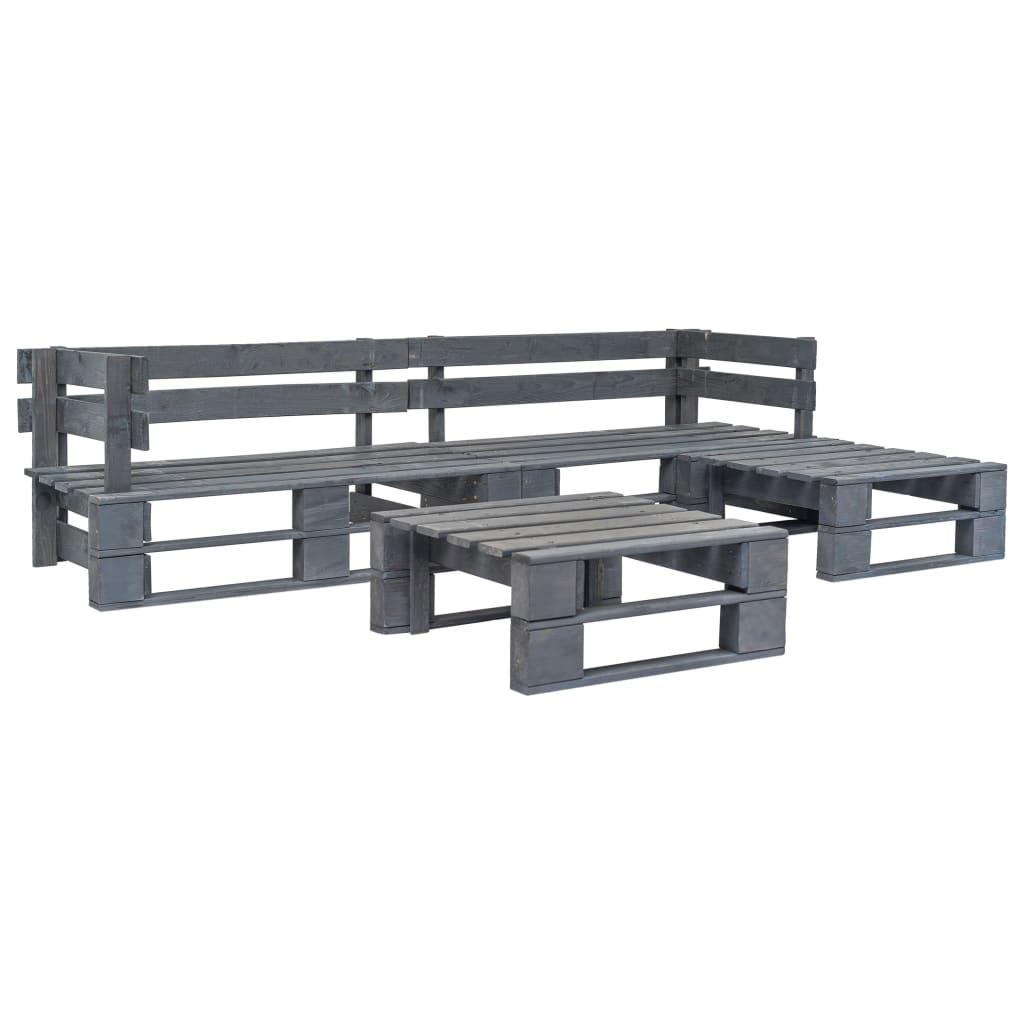 Loungeset Pallet Met Grijze Kussens Hout Grijs
