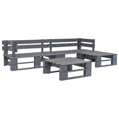 Loungeset Pallet Met Grijze Kussens Hout Grijs