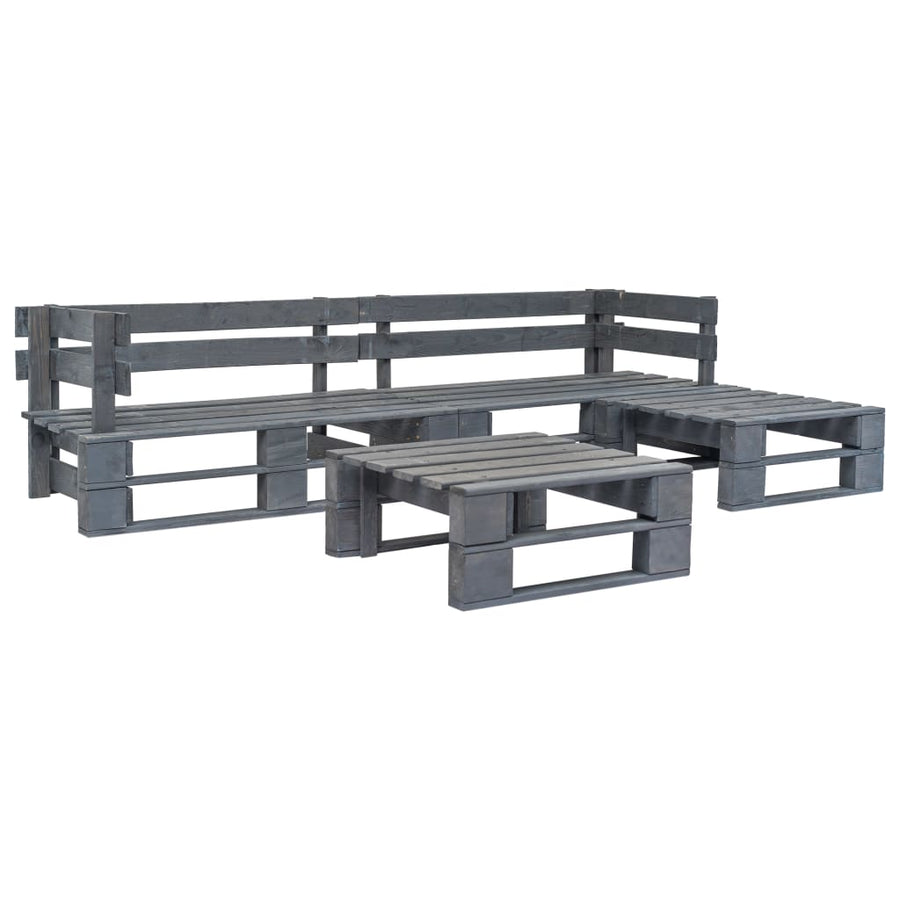 Loungeset Pallet Met Grijze Kussens Hout Grijs
