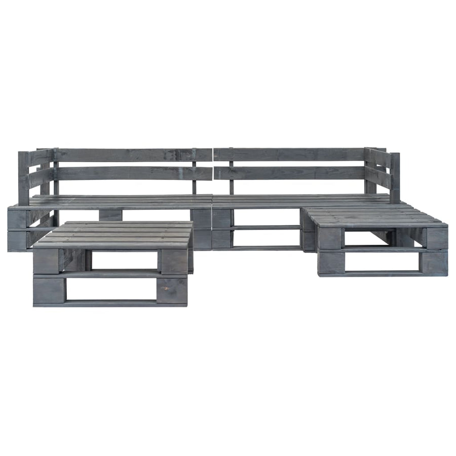 Loungeset Pallet Met Grijze Kussens Hout Grijs