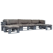 Loungeset pallet hout grijs met kussens