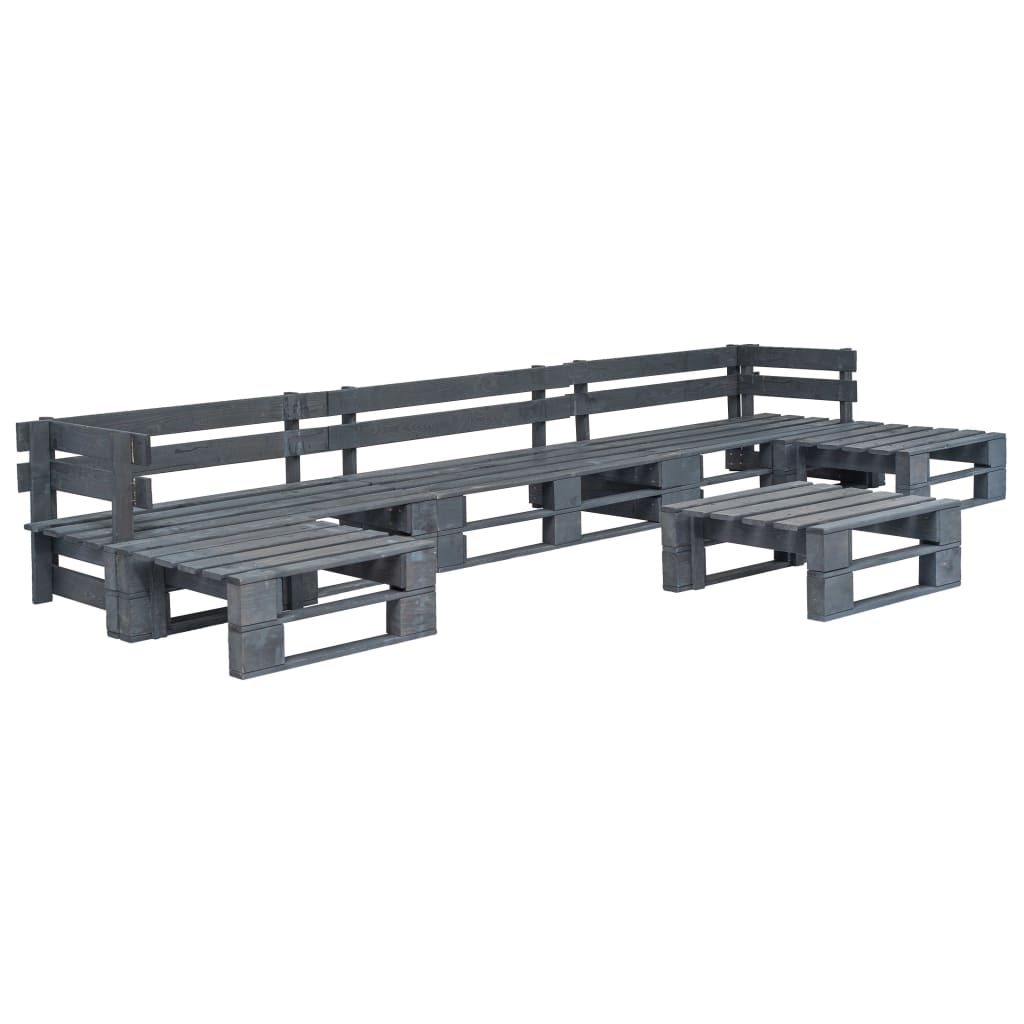 Loungeset Pallet Met Grijze Kussens Hout Grijs
