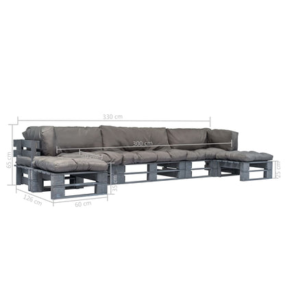 Loungeset Pallet Met Grijze Kussens Hout Grijs