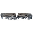 Loungeset pallet 2 banken salontafel grijs
