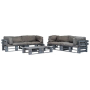 Loungeset pallet 2 banken salontafel grijs