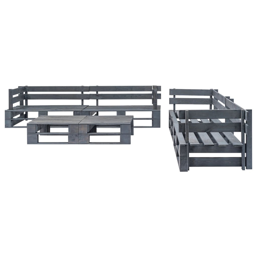 Loungeset Pallet Met Grijze Kussens Hout Grijs