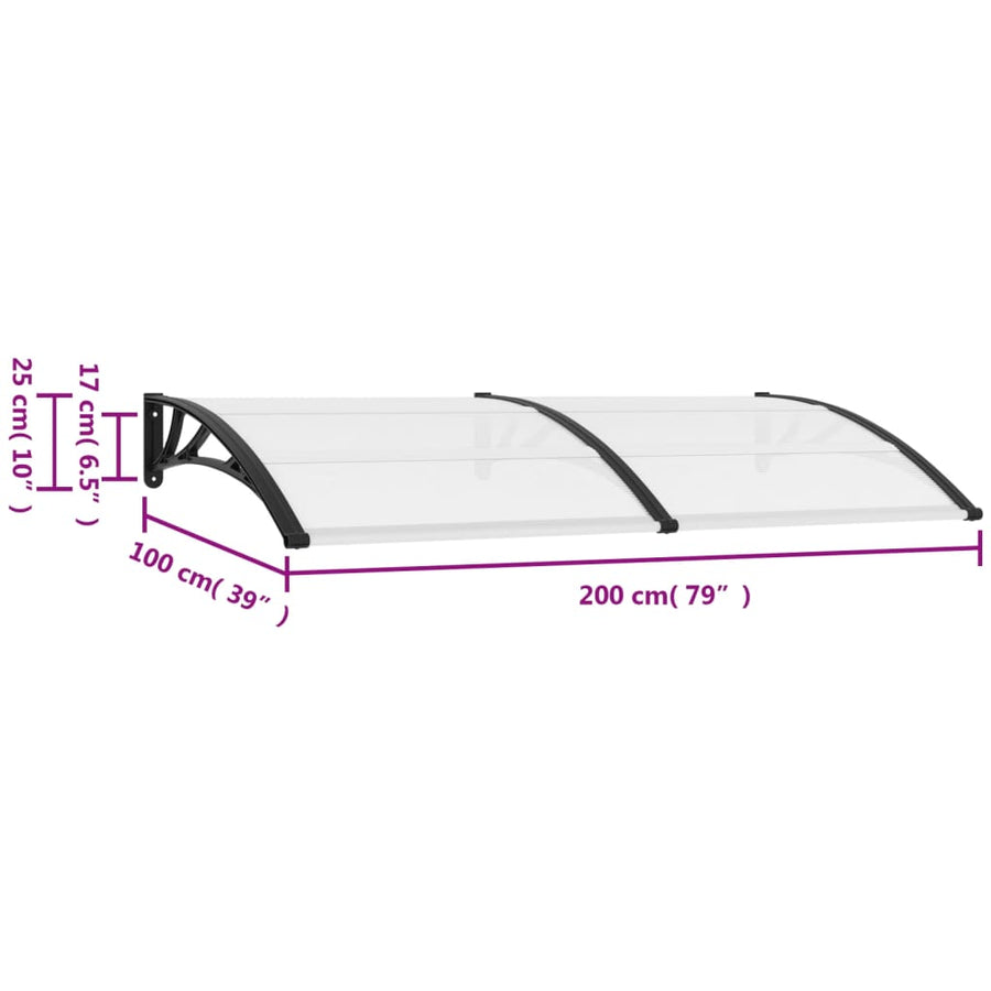 Deurluifel Pc 200 x 100 cm Zwart en transparant
