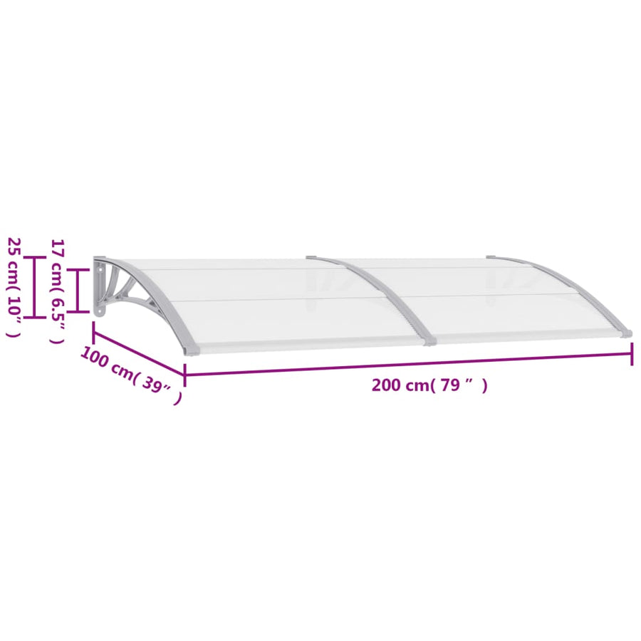 Deurluifel Pc 200 x 100 cm Grijs en transparant