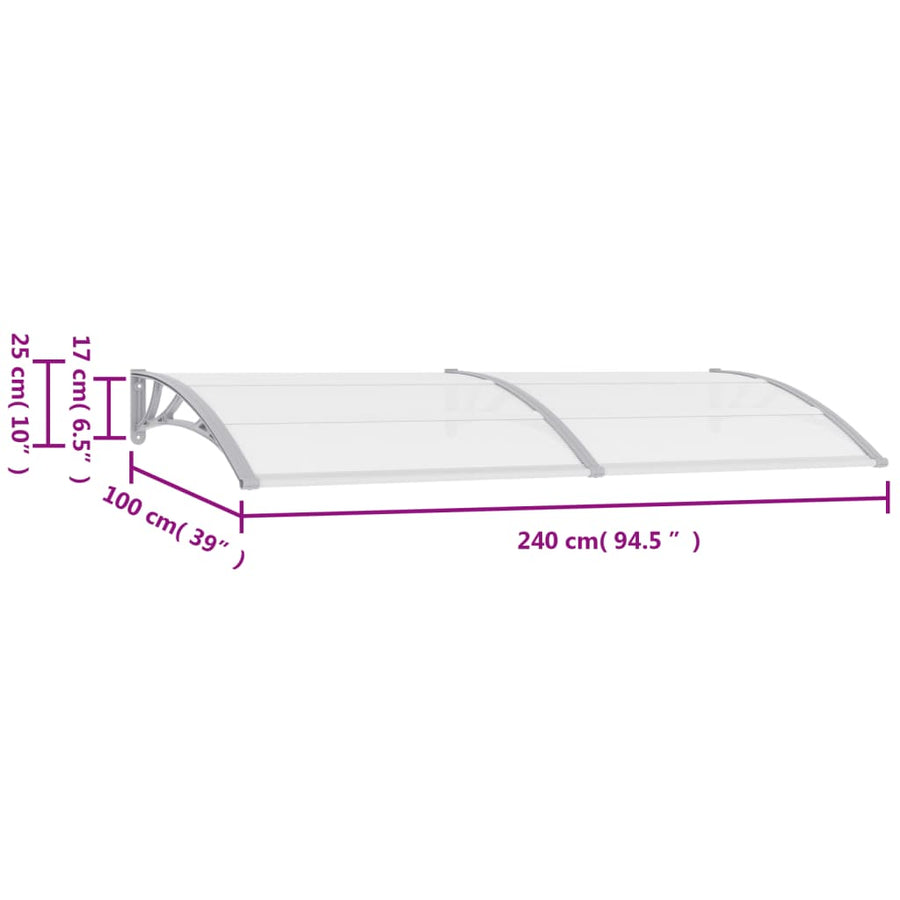 Deurluifel Pc 240 x 100 cm Grijs en transparant