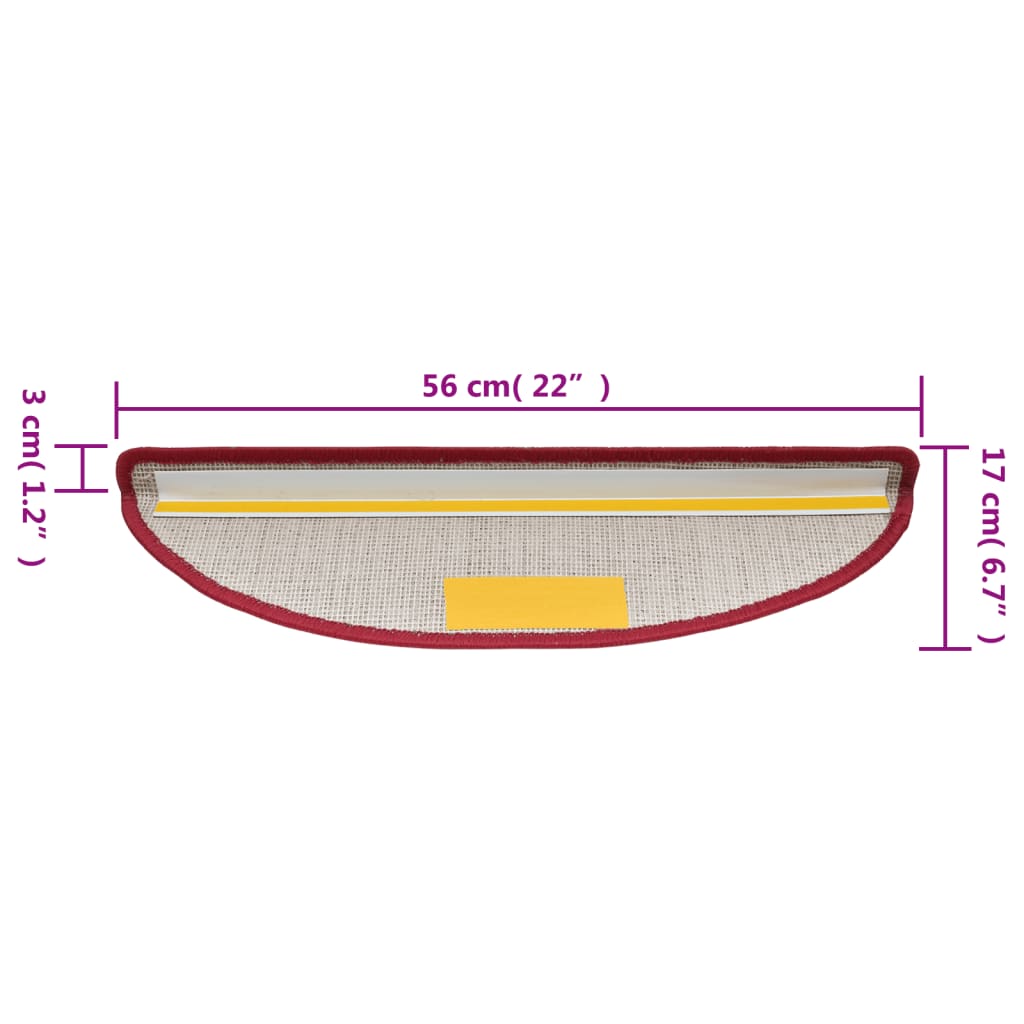 15 st Trapmatten 56x17x3 cm bordeauxrood 15 56 x 17 x 3 cm Bordeauxrood