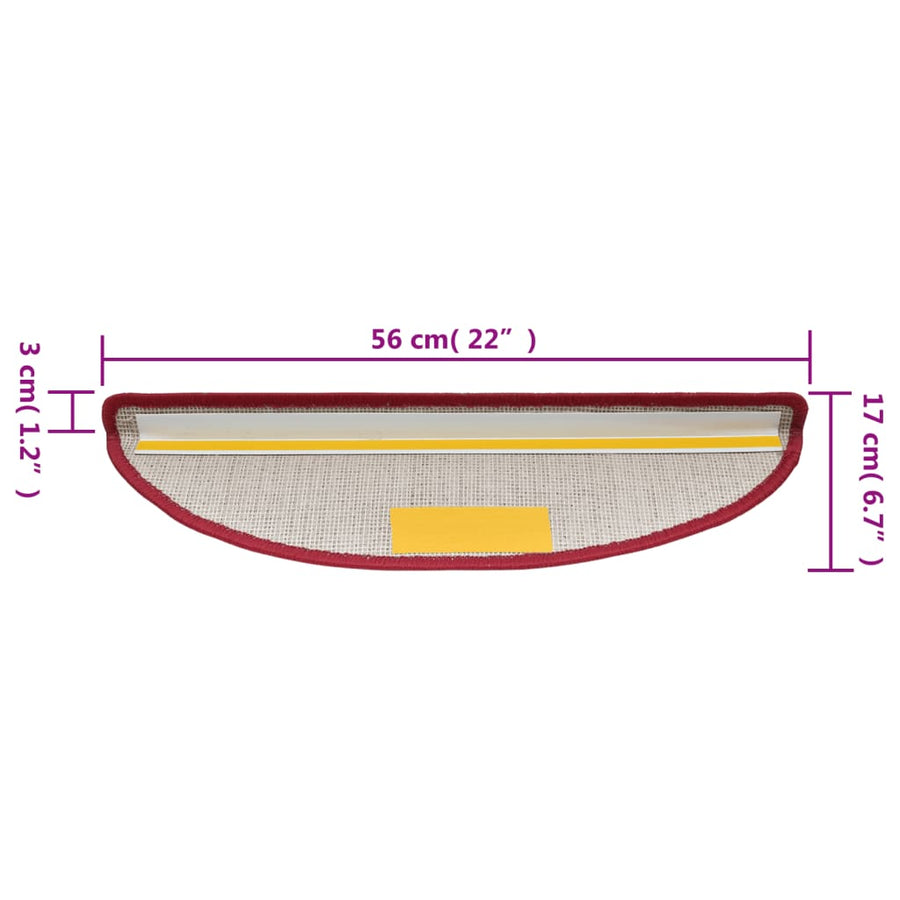 15 st Trapmatten 56x17x3 cm bordeauxrood 15 56 x 17 x 3 cm Bordeauxrood