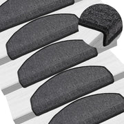 Stair Mats 15 pcs 65x24x4 cm Anthracite Semi-Circular Large
