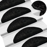 Stair Mats 15 pcs 56x17x3 cm Black Semi-circular