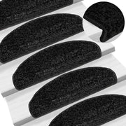 Stair Mats 15 pcs 65x21x4 cm Black Semi-Circular Large