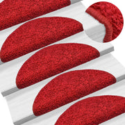 Stair mats 15 pcs 65x21x4 cm Red Semicircular Large