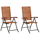 Tuinstoelen 2 st massief acaciahout verstelbaar