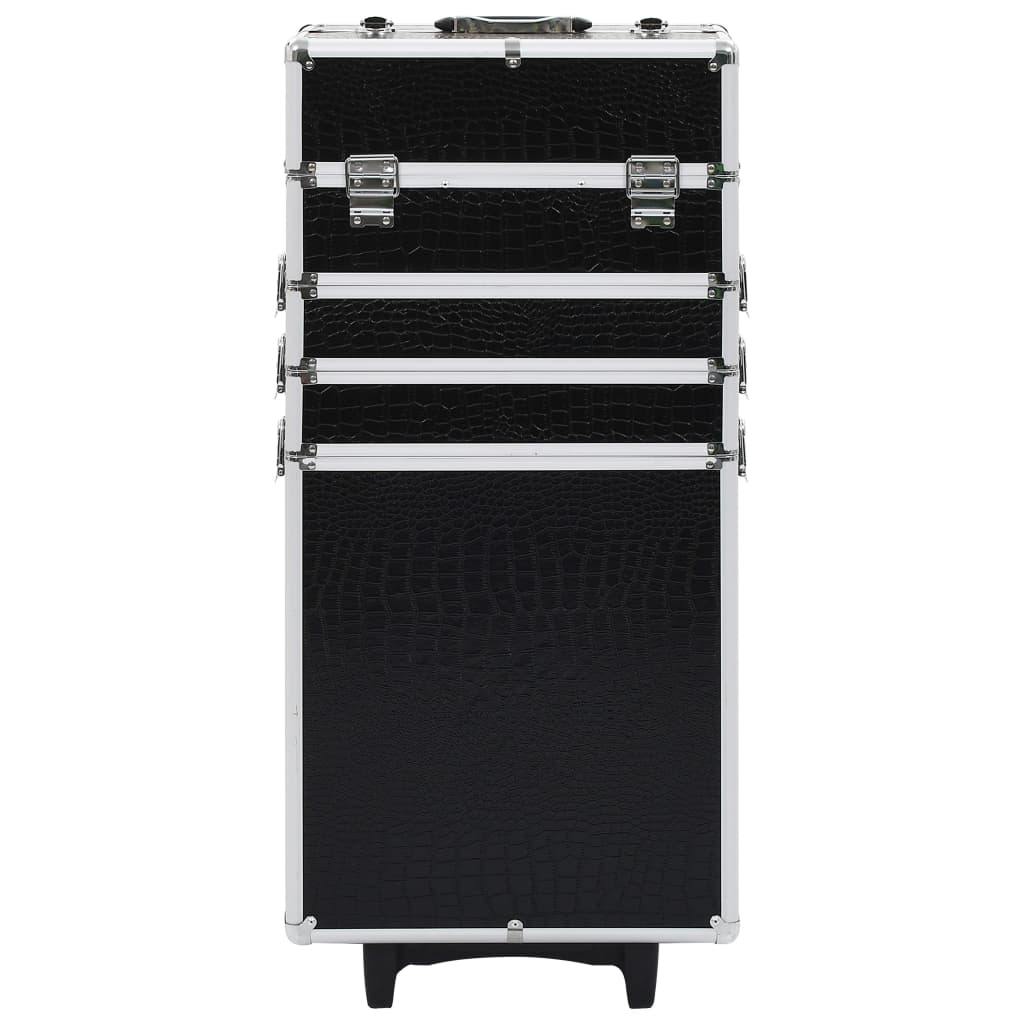 Make-Up Trolley Aluminium Zwart Met Krokodillenpatroon