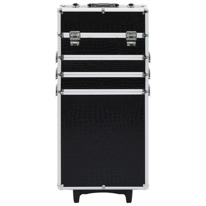 Make-Up Trolley Aluminium Zwart Met Krokodillenpatroon