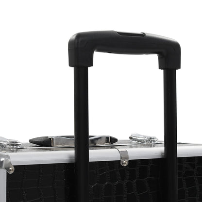 Make-Up Trolley Aluminium Zwart Met Krokodillenpatroon