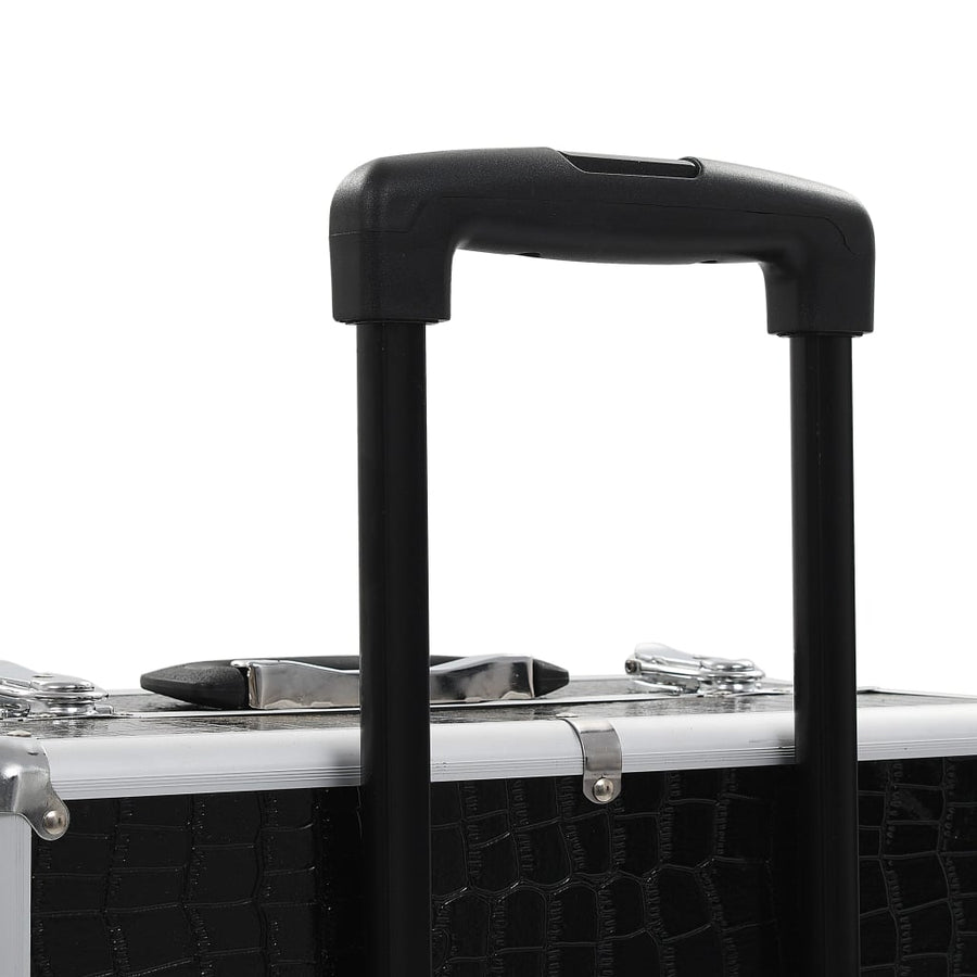 Make-Up Trolley Aluminium Zwart Met Krokodillenpatroon