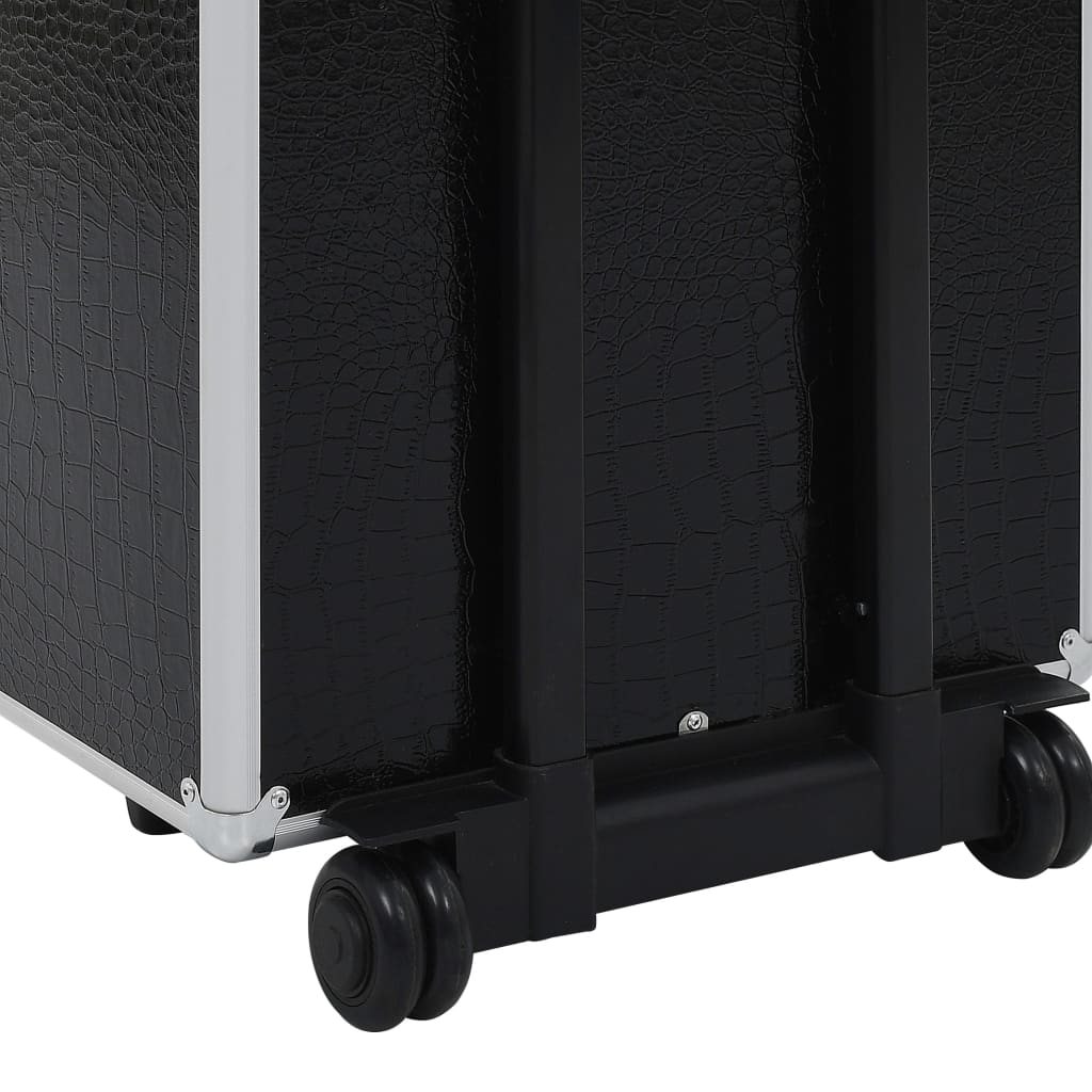 Make-Up Trolley Aluminium Zwart Met Krokodillenpatroon