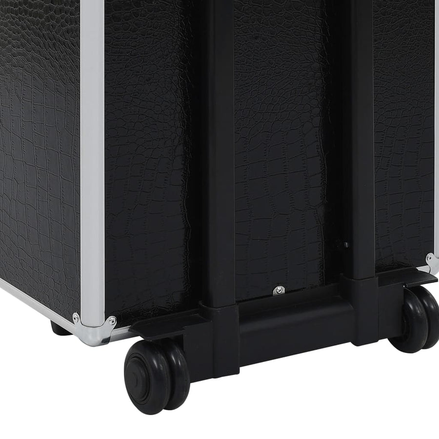 Make-Up Trolley Aluminium Zwart Met Krokodillenpatroon