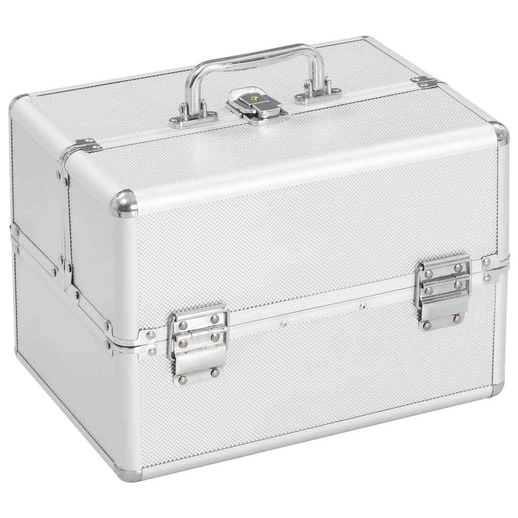 Make-Up Koffer 22X30X21 Cm Aluminium Kleurig Zilver